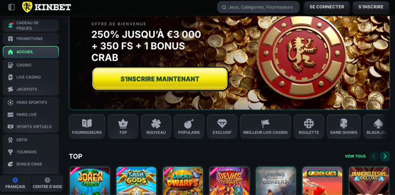 KinBet – nouveau casino en ligne en France