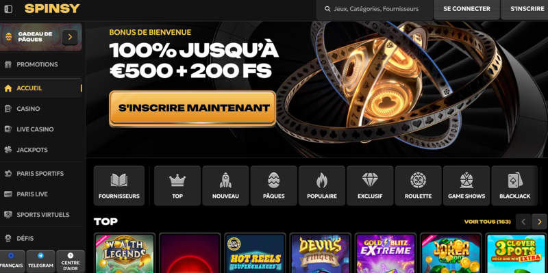 Site Web de Spinsy – l’un des meilleurs casinos en ligne en France